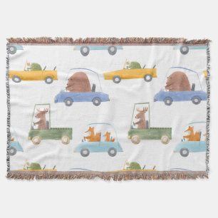 Baby animals: hand-drawn watercolor pattern. throw blanket
