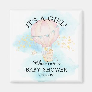 Baby Animals Hot Air Balloon Baby Shower Favor Magnet