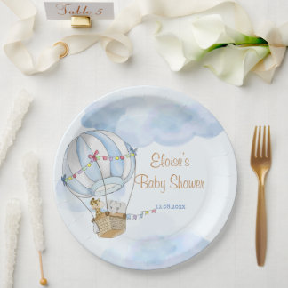 Baby Animals Hot Air Balloon Baby Shower Paper Plate