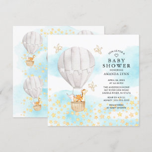 Baby Animals Hot Air Balloon Ride Baby Shower Invitation