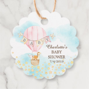 Baby Animals Hot Air Balloon Ride Favour Gift Tag