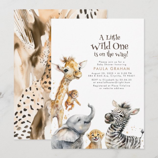 Baby Animals Jungle Safari Wild Cute Baby Shower Invitation (Front/Back)