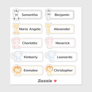 Baby Animals Multiple Name Stickers