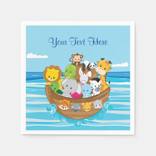 Baby Animals | Noah's Ark | Personalised Napkin (Front)