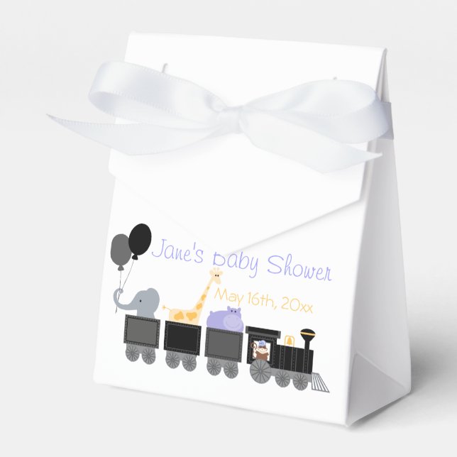 Baby Animals On A Train Baby Shower Gift Boxes (Front Side)