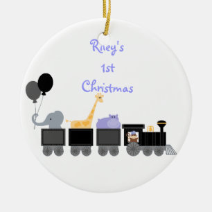 Baby Animals On A Train Ornament