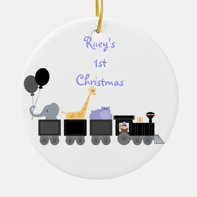 Baby Animals On A Train Ornament (Front)