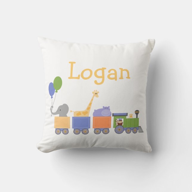 Baby Animals On A Train Pillows (Front)