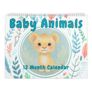 Baby Animals Pastel Colours Shower   Nursery Room Calendar