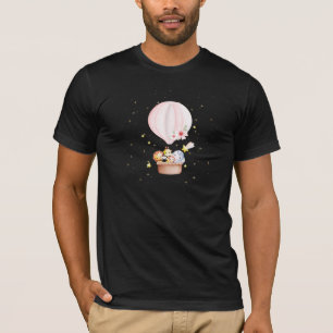 Baby Animals Safari In Pink Hot Air Balloon Shirt