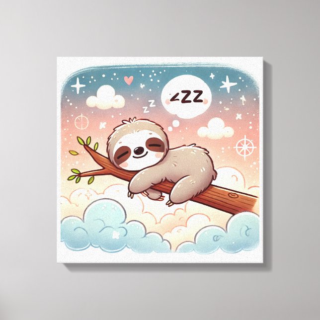Baby Animals - Sleeping Sloth Nursery Wall Art (Front)