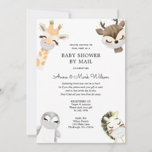 Baby Animals with Masks Baby Shower by Mail Invita Invitation