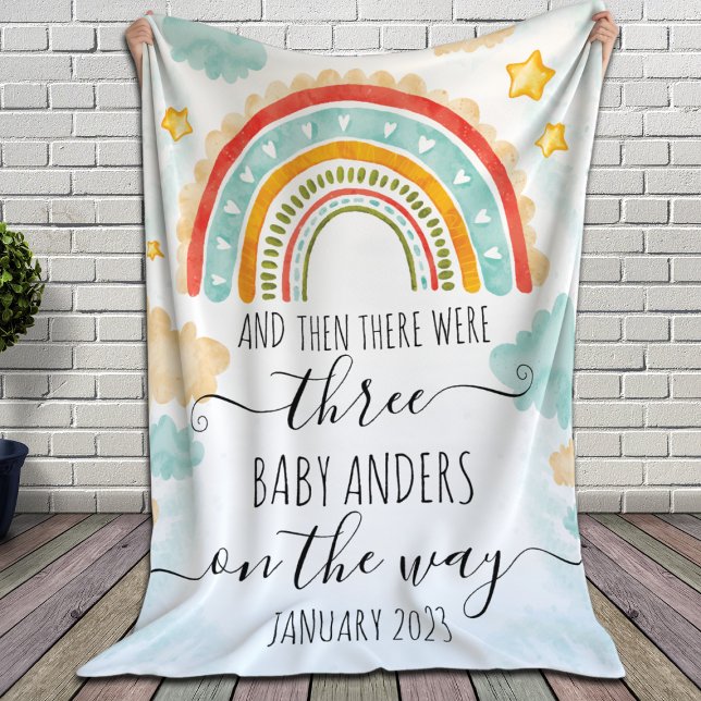 Baby announcement- And then there were three Fleece Blanket (Creator Uploaded)