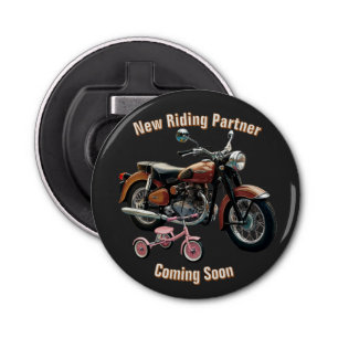 Baby Announcement Button Bottle Opener