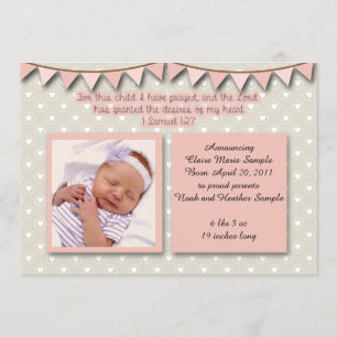 Baby Announcement, Christian Scripture for Girl Invitation