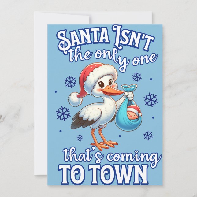 Baby Announcement Christmas Arrival Santa Stork (Front)