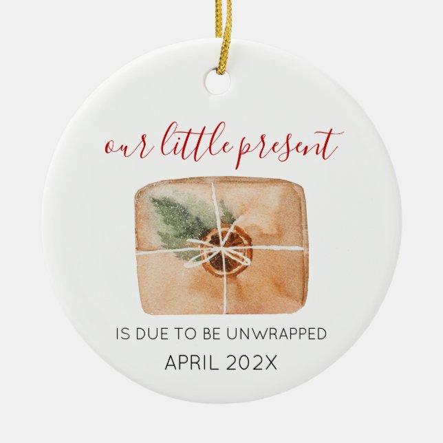 Baby Announcement Christmas present Ceramic Tree Decoration (Front)