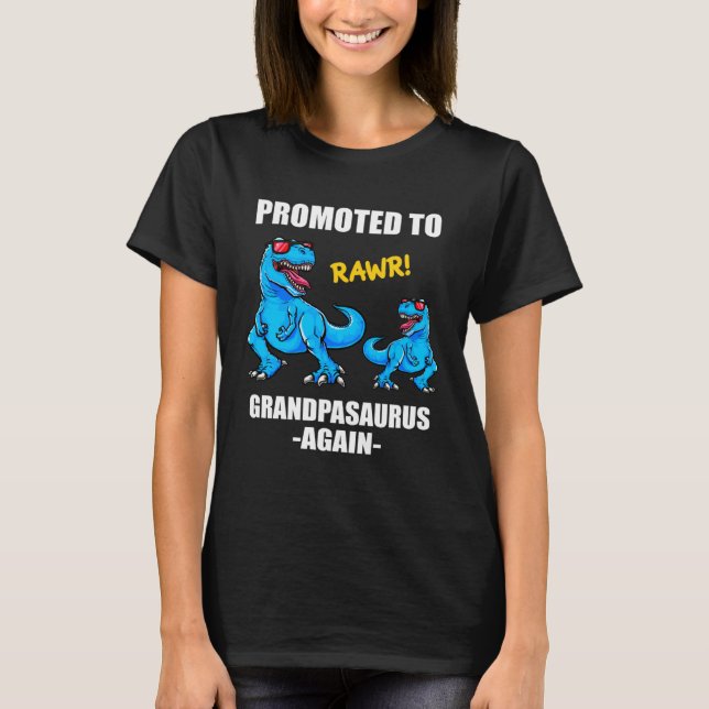 Baby Announcement Dinosaur  Promoted To Grandpasau T-Shirt (Front)