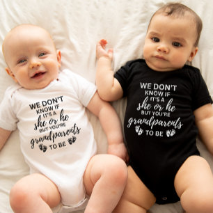 Baby Announcement He or She Grandma Grandad Bodysuit