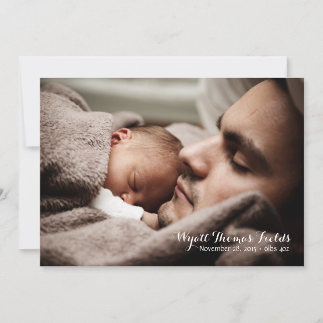 Baby Announcement in simple white script (Front)