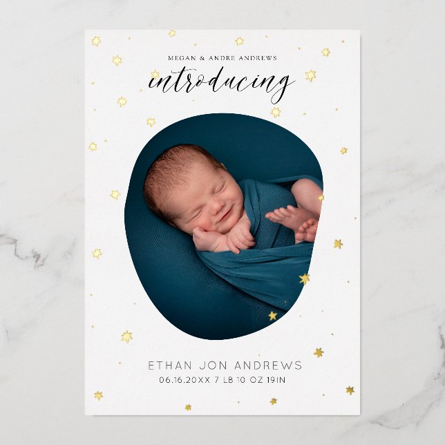 Baby Announcement Introducing Scripted  stars (Front)