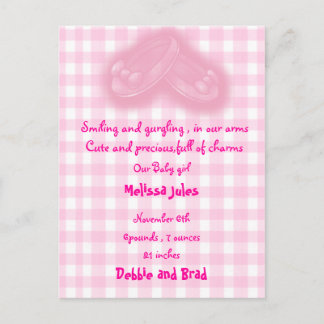 baby announcement postcard