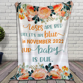 Baby Announcement Roses Are Red, Violets Are Blue  Fleece Blanket