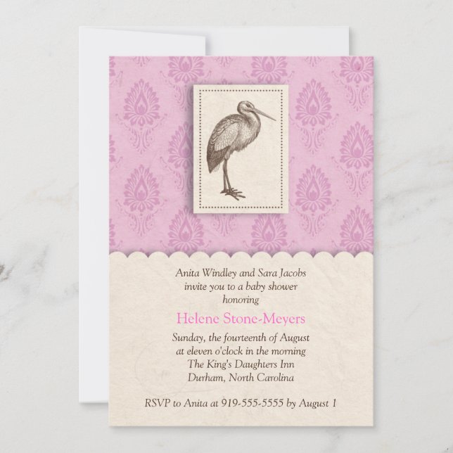 Baby Announcement | Stork | Girl (Front)