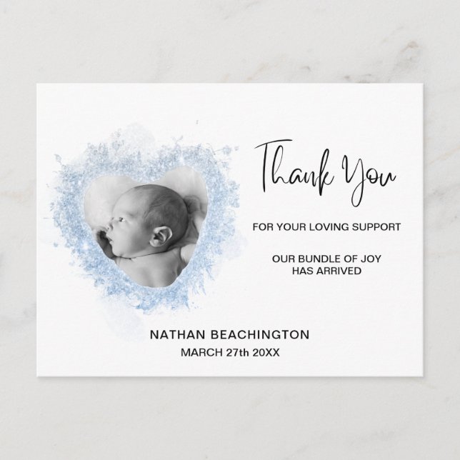 *~* Baby Announcement - Thank you Heart Postcard (Front)