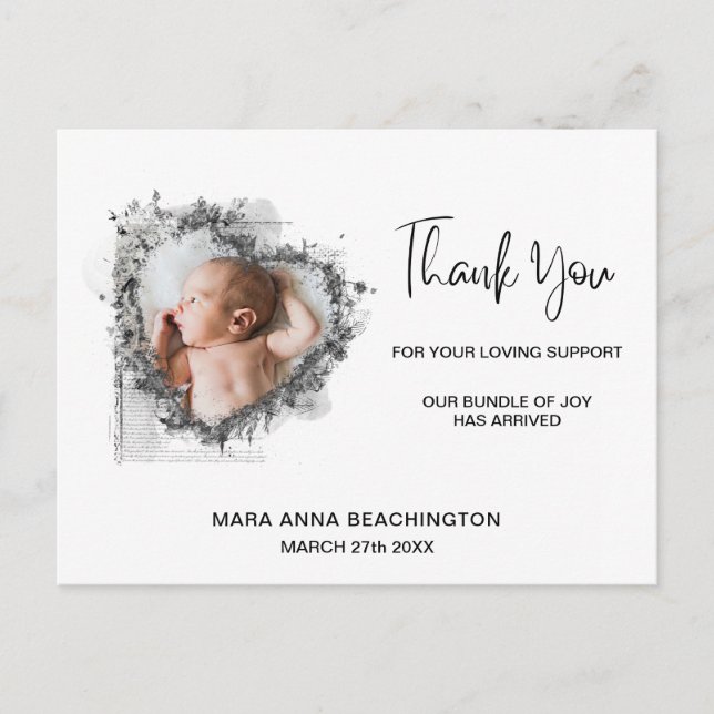 *~* Baby Announcement + Thank you Heart Postcard (Front)