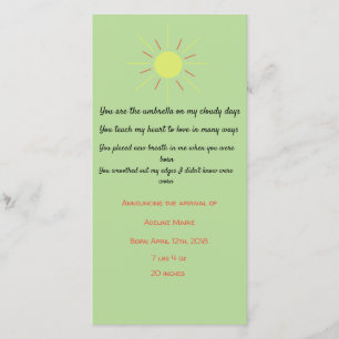 Baby announcement with poem