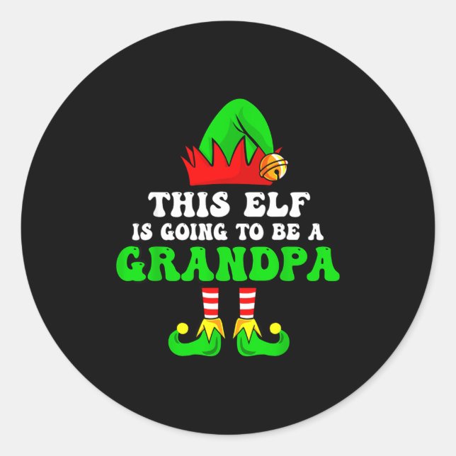 Baby Announcement Xmas Tee This Elf Is Going To Be Classic Round Sticker (Front)