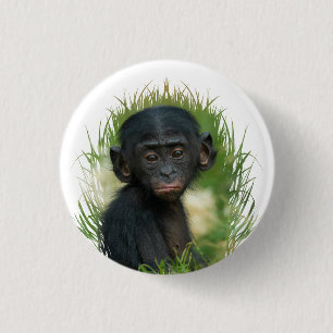 Baby Ape In the Grass 3 Cm Round Badge