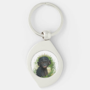 Baby Ape In the Grass Key Ring