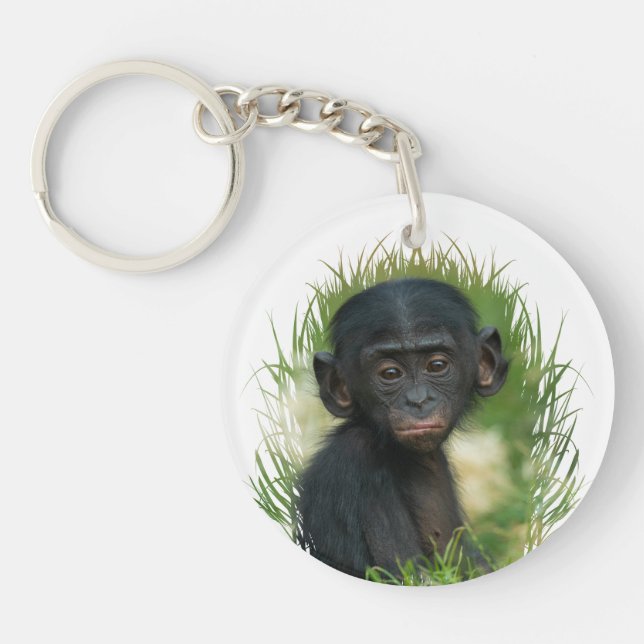 Baby Ape In the Grass Key Ring (Front)