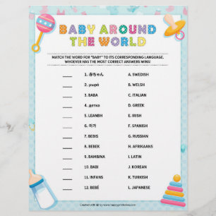 Baby Around The World [Baby Basics Blue] Custom Letterhead