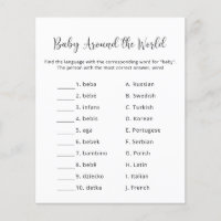 Baby Around the world - Baby Shower Game