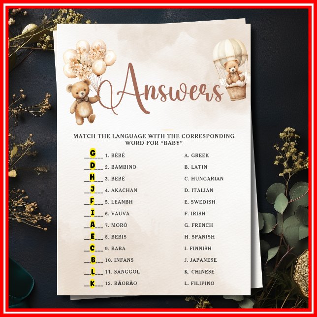 BABY AROUND THE WORLD Baby Shower Game Cute Bear Invitation (Creator Uploaded)