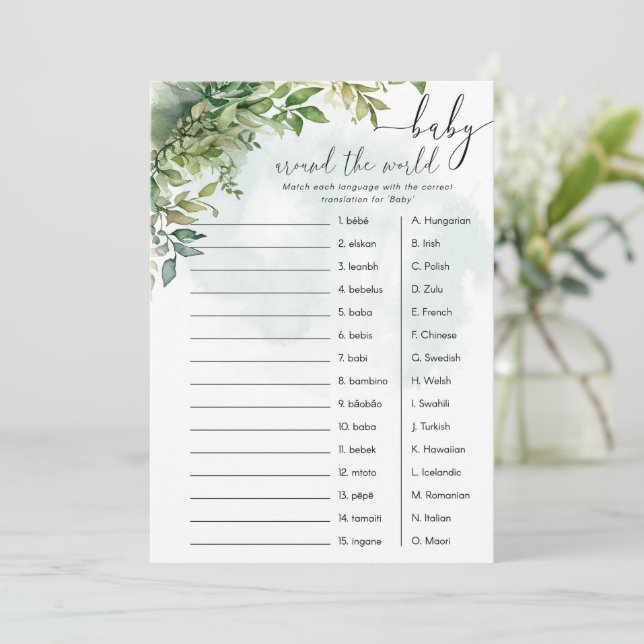 'Baby Around the World ' baby shower game Invitation (Standing Front)