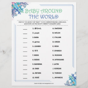 Baby Around The World [Blue Floral] Custom Letterhead