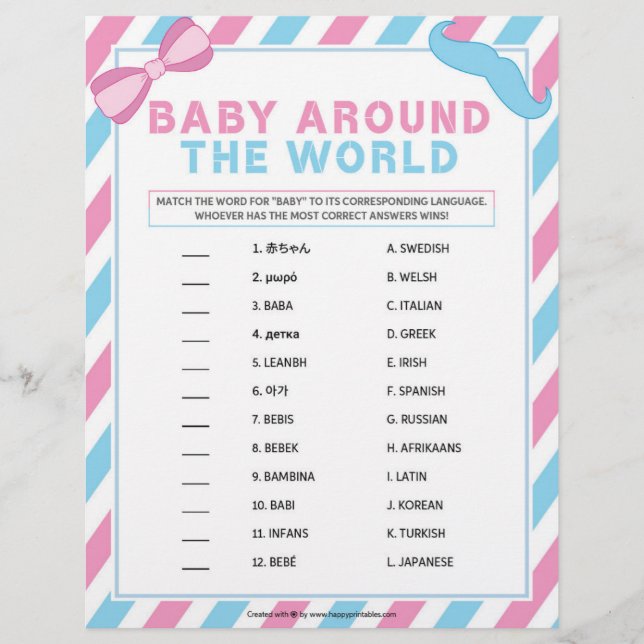 Baby Around The World [Gender Surprise] Custom Letterhead (Front)