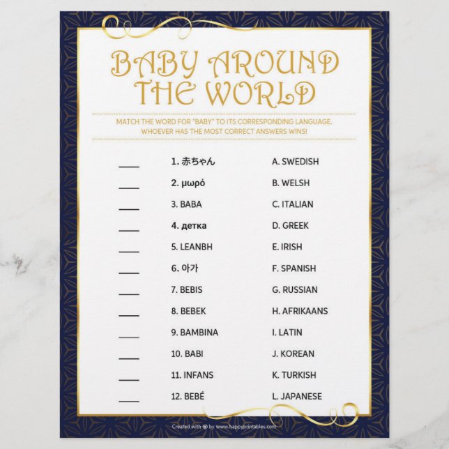 Baby Around The World [Golden Blue] Custom Letterhead (Front)