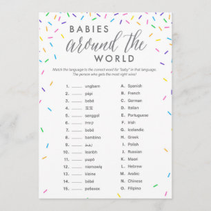 Baby Around The World Shower Game Card - Sprinkles