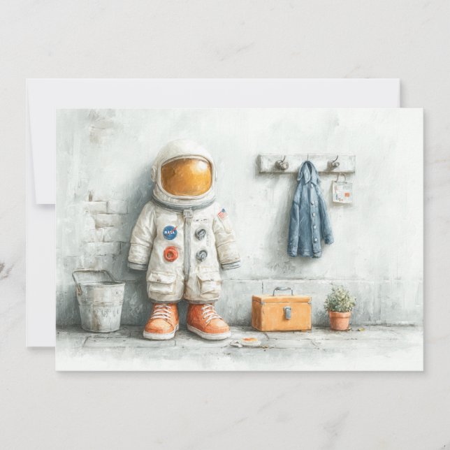 Baby Astronaut 1st Birthday Party Invitation (Front)