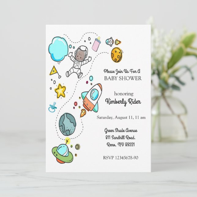 Baby Astronaut Baby Shower Invitation (Standing Front)