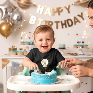 Baby Astronaut First Birthday Moon Stars Graphic T-Shirt