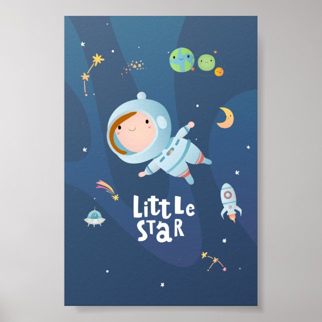 Baby Astronaut (girl) Little Star Poster (Front)