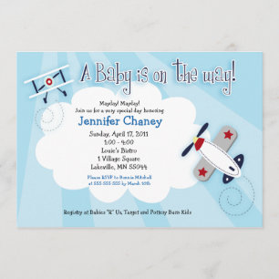 BABY AVIATOR Aeroplane 5x7 Baby Shower Invitation