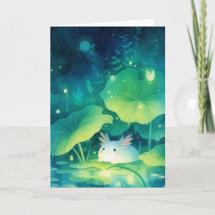 Baby Axolotl Flower Pond Card