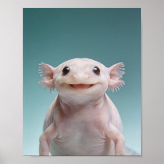 Baby Axolotl Portrait – Cute Nursery Animal Wall A Poster
